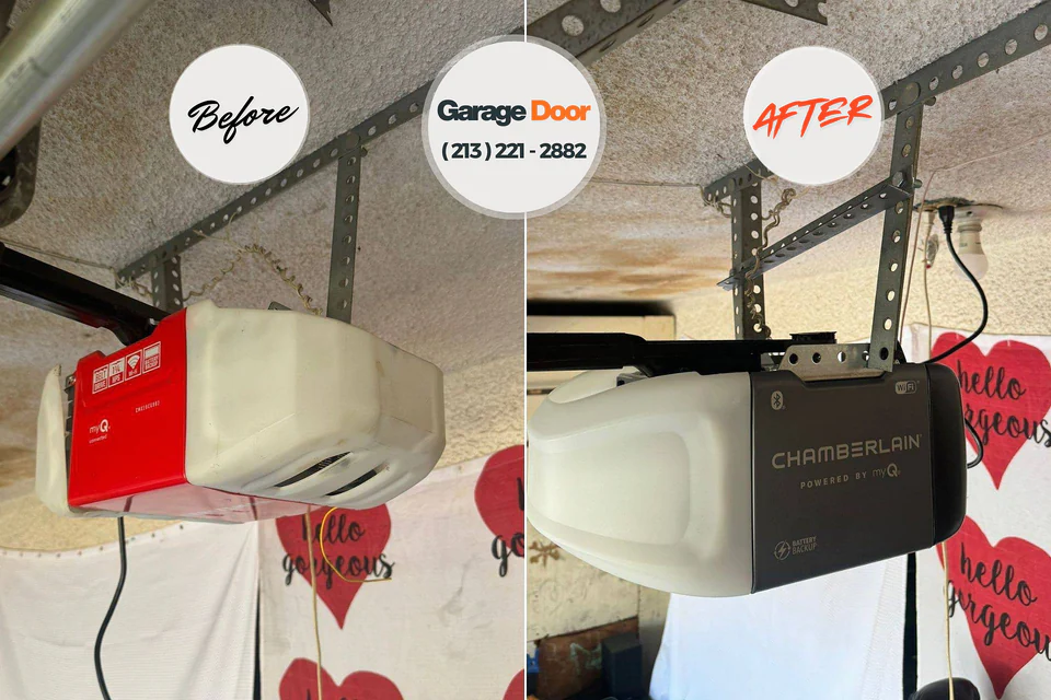 Before and after: garage door repair Brown Station, MD